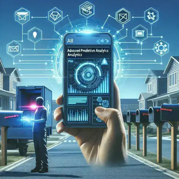 "Imagen de la interfaz de la aplicación de Correos mostrando la nueva funcionalidad de inteligencia artificial para la predicción de entregas, con gráficos y datos en pantalla."